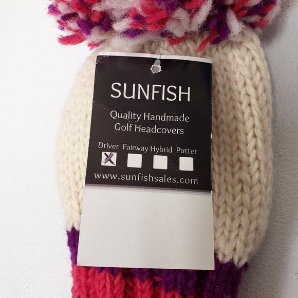 Sunfish The Steeplechase Golf Driver Headcover Knit Pink Purple Pom Pom - Picture 6 of 7